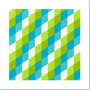 Diamonds pattern (Green & Blue) Posters and Art